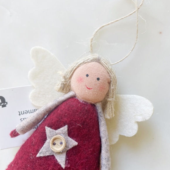 Christmas Angel Ornaments, Set of 2, Natural Wooden & Felt Style - Picture 7 of 10